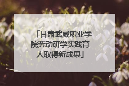 甘肃武威职业学院劳动研学实践育人取得新成果