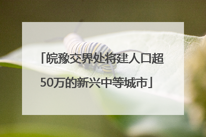 皖豫交界处将建人口超50万的新兴中等城市