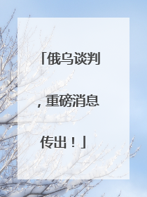 俄乌谈判，重磅消息传出！
