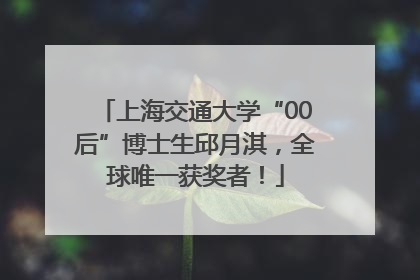 上海交通大学“00后”博士生邱月淇，全球唯一获奖者！