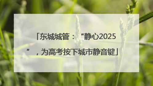 东城城管：“静心2025”，为高考按下城市静音键