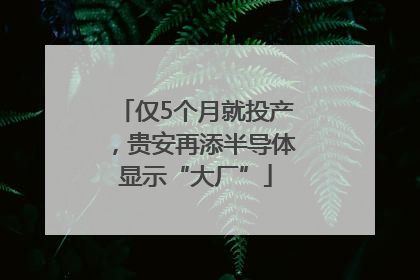 仅5个月就投产，贵安再添半导体显示“大厂”