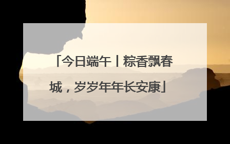 今日端午丨粽香飘春城，岁岁年年长安康