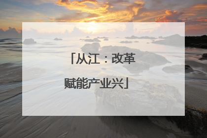从江：改革赋能产业兴