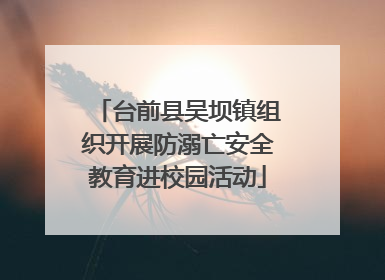台前县吴坝镇组织开展防溺亡安全教育进校园活动