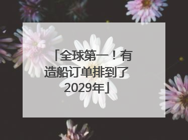 全球第一！有造船订单排到了2029年