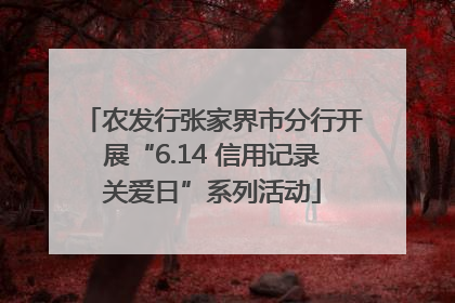农发行张家界市分行开展“6.14 信用记录关爱日”系列活动