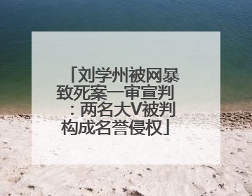 刘学州被网暴致死案一审宣判：两名大V被判构成名誉侵权