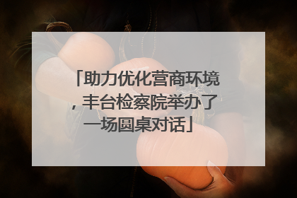 助力优化营商环境，丰台检察院举办了一场圆桌对话