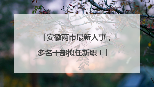 安徽两市最新人事，多名干部拟任新职！