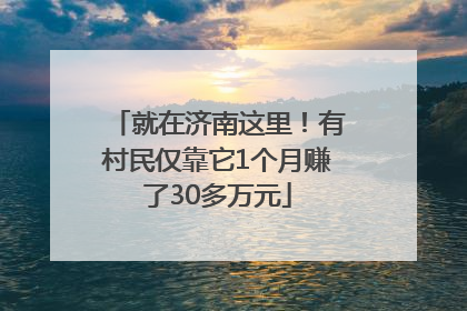 就在济南这里！有村民仅靠它1个月赚了30多万元