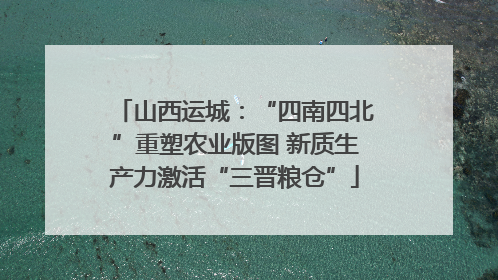山西运城：“四南四北”重塑农业版图 新质生产力激活“三晋粮仓”