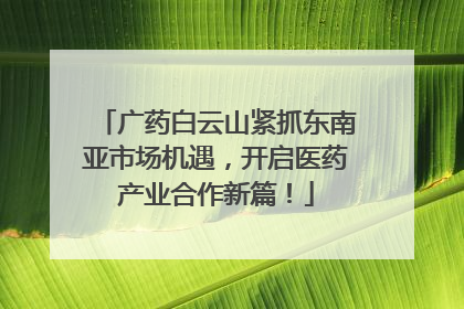 广药白云山紧抓东南亚市场机遇，开启医药产业合作新篇！