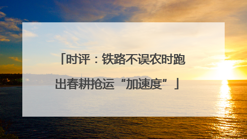 时评：铁路不误农时跑出春耕抢运“加速度”
