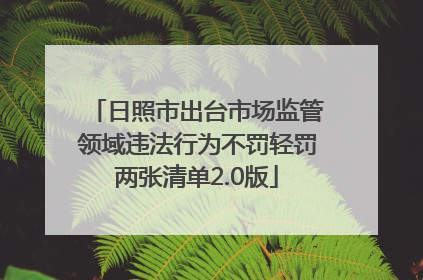 日照市出台市场监管领域违法行为不罚轻罚两张清单2.0版