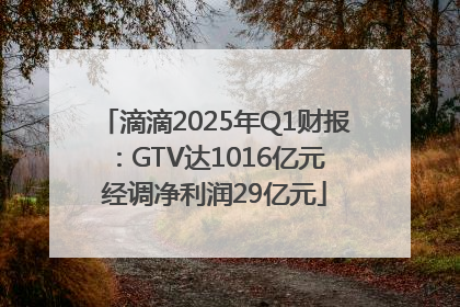 滴滴2025年Q1财报：GTV达1016亿元 经调净利润29亿元