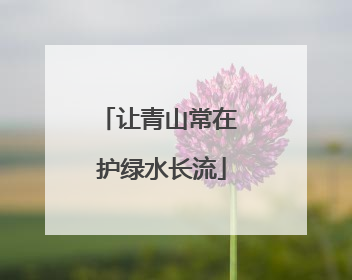 让青山常在 护绿水长流