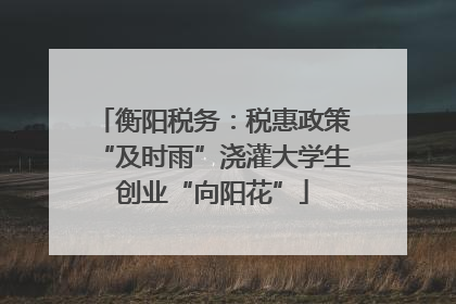 衡阳税务：税惠政策“及时雨”浇灌大学生创业“向阳花”