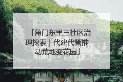 角门东里三社区治理探索｜代建代管推动荒地变花园