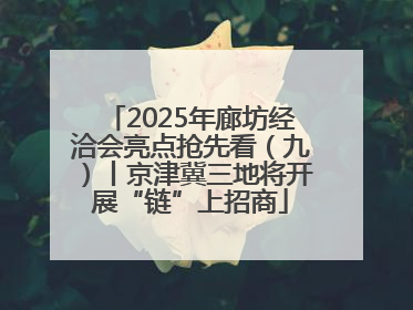2025年廊坊经洽会亮点抢先看（九）丨京津冀三地将开展“链”上招商