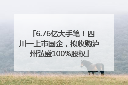 6.76亿大手笔！四川一上市国企，拟收购泸州弘盛100%股权